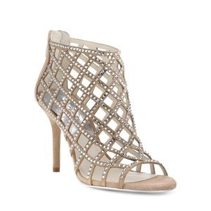 Michael Kors Yvonne Crystal and Suede Cage Sandal